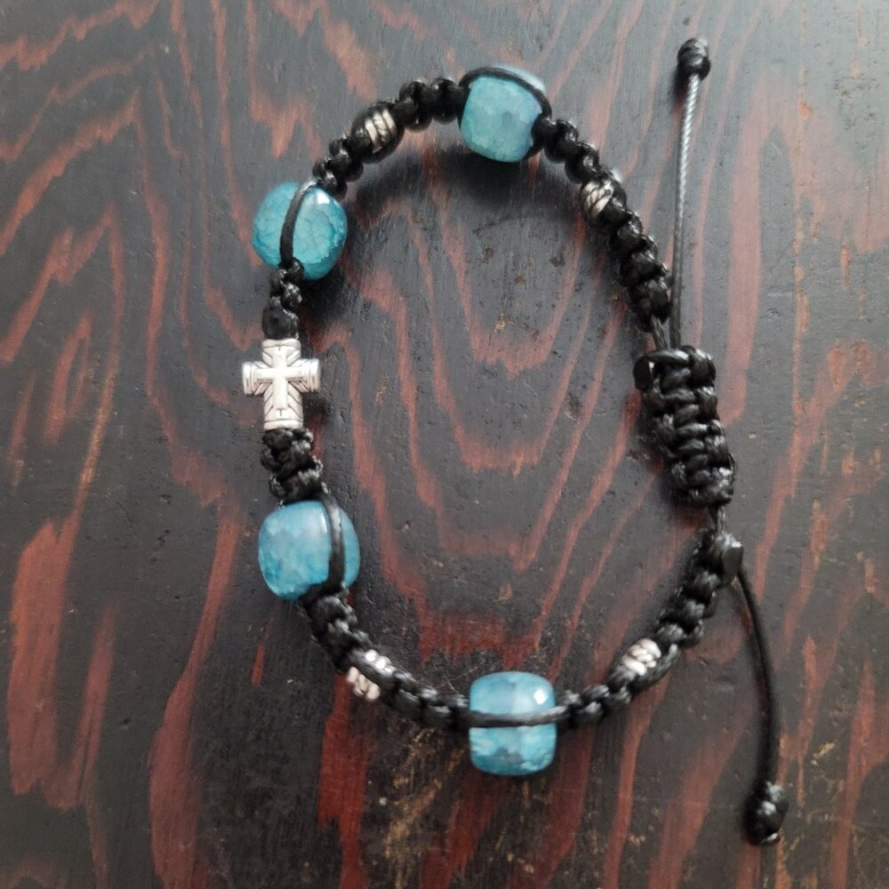 Handmade Christian Beaded Macrame Bracelet